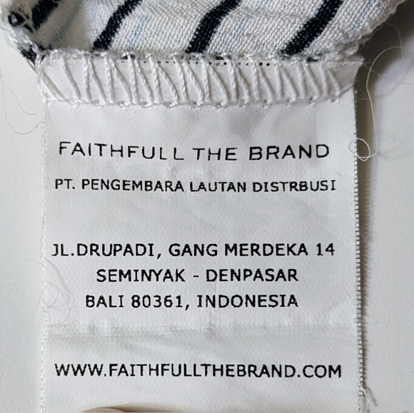 FAITHFUL THE BRAND white, striped, off-the-shoulders, crop top, 3/4 sleeves - Picture 6 of 6